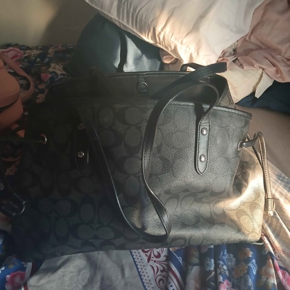 Coach Black and Gray Signature Tote